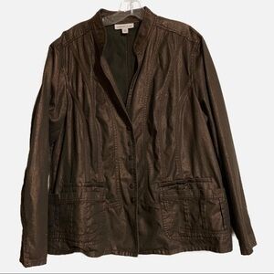 Coldwater Creek Gold Brown Bronze Shimmer Metallic Jacket. Size 20